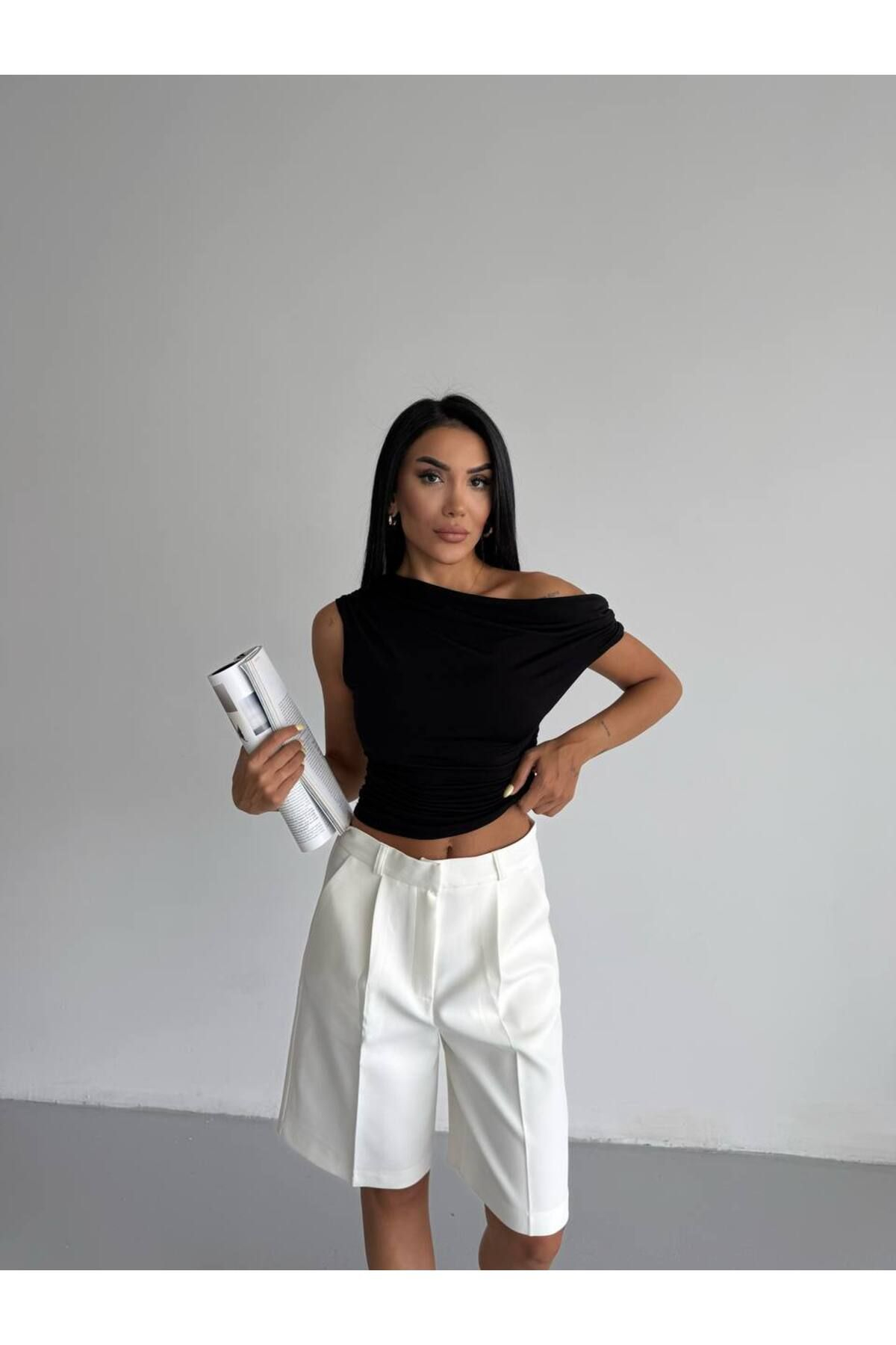 KADIN DÜŞÜK OMUZ CROP BLUZ